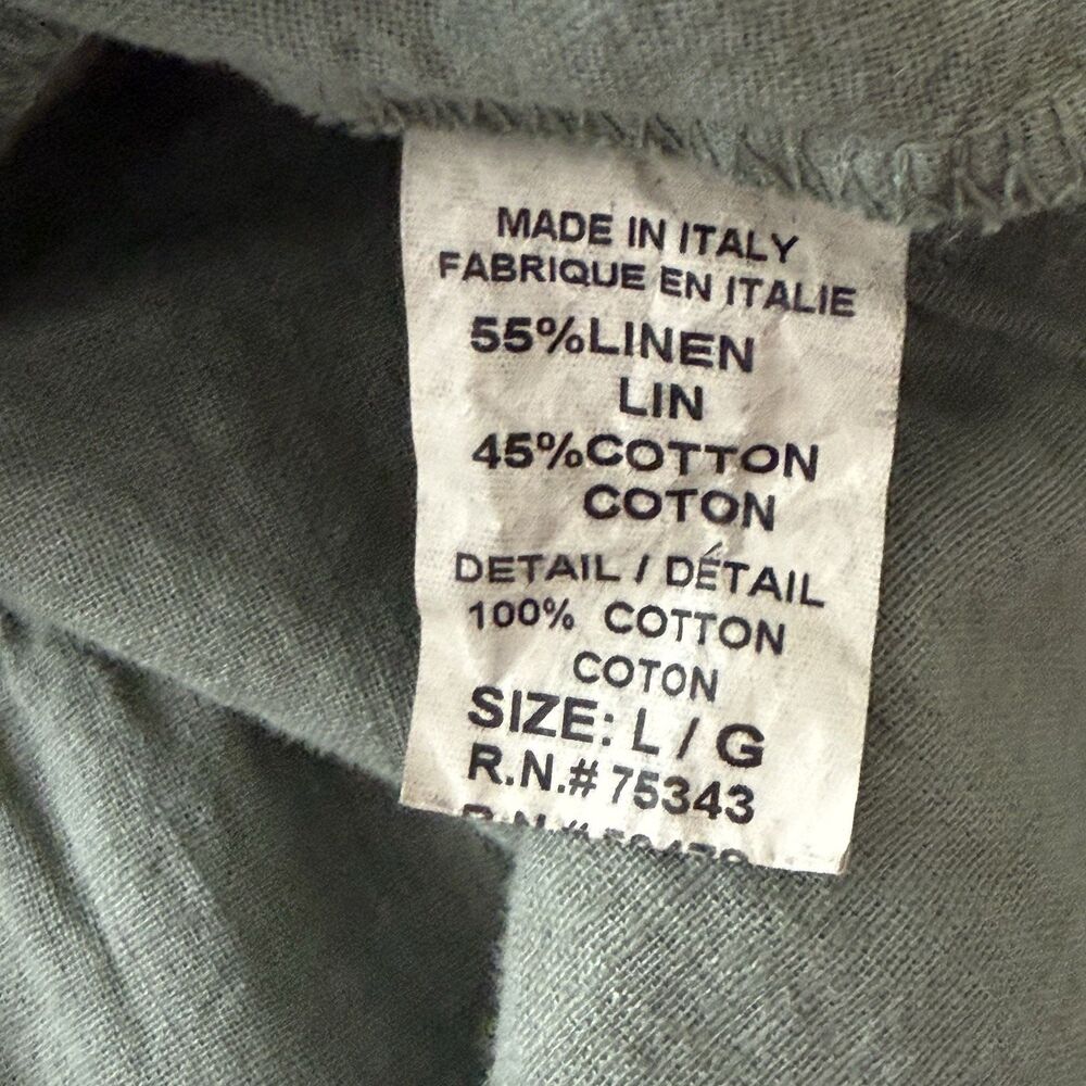 Bellambra Linen Cotton Dress Womens L Army Green Sleeveless Italy Lagenlook - Picture 10 of 11